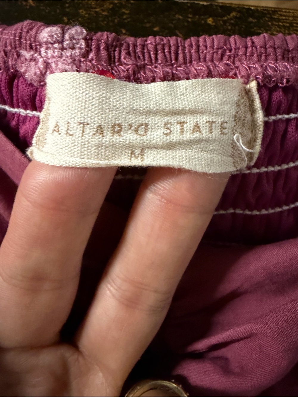 Altar'd State Berry Dress with Light Pink Daisy Embroidery - Picture 3 of 3